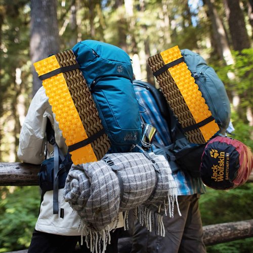 1PCS Yellow Foam Camping Pads for Hiking, Ultralight Closed Cell Mattress, Waterproof Soft Mat for Adults, Wide Picnic Yoga Mats, Folding Sleeping Pad for Outdoor Backpacking