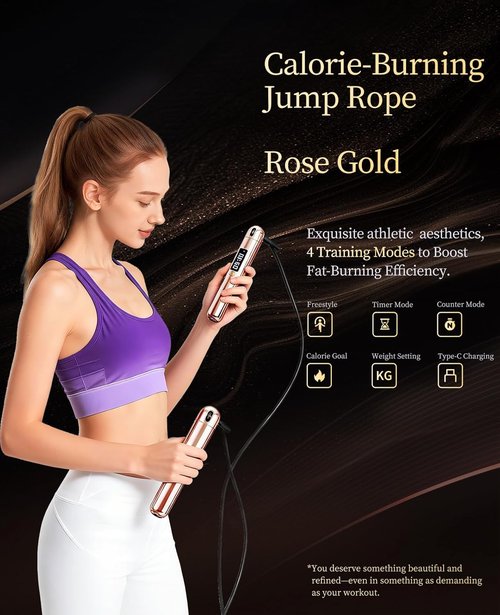 ACHDOFITS Smart Jump Rope - Accurate Calorie Tracking & 4 Training Modes | Adjustable Steel Wire Rope | Ideal for Home Workouts