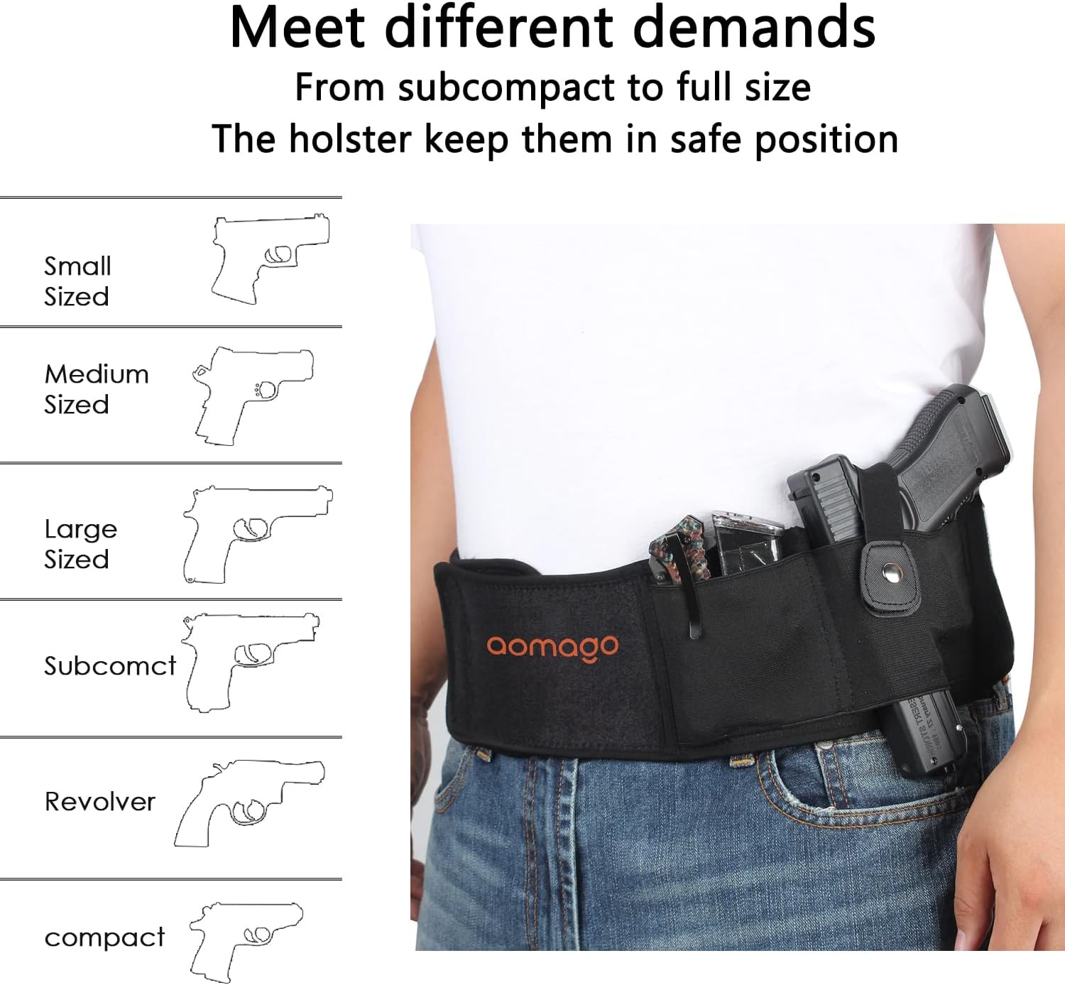 Skiennix Belly Band Holster - Comfortable Neoprene Gun Holster for Glock, Smith & Wesson, Taurus | Fits Most Pistols and Revolvers