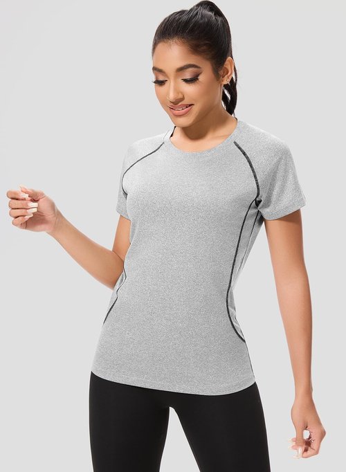 Cosy Pyro Women's Athletic Compression T-Shirts - Quick Dry Short Sleeve Workout Tops | 4-Pack