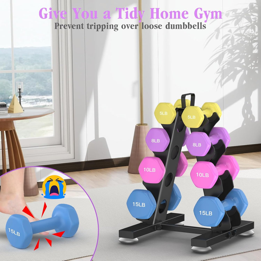 TomCare 6-Tier Dumbbell Rack - A-Frame Weight Storage Stand for Home Gym | Durable Metal Design