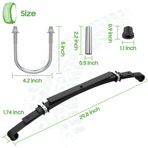 10L0L Golf Cart Heavy Duty Rear 4-Leaf Spring Kit with Bushings & Sleeves for Club Car DS Golf Cart Accessories