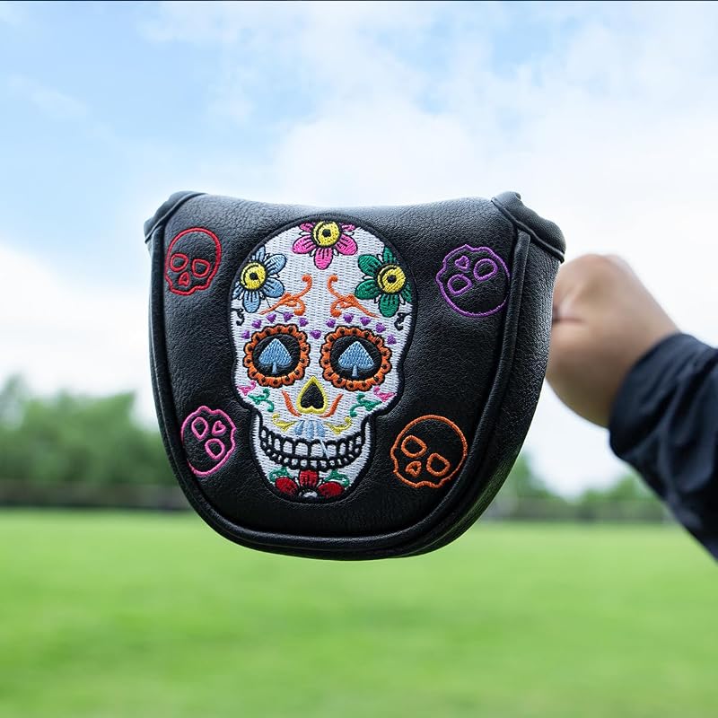 Montela Golf Skeleton Putter Headcover - Black Mallet Driver Cover, Magnetic Closure