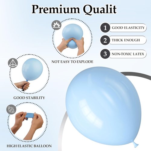 DECOCKRAT Pastel Blue Latex Balloons Kit - 68PCS 12'' Helium Balloons for DIY Parties & Celebrations
