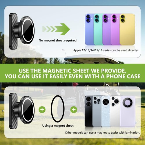Magnetic Golf Cart Phone Holder,Phone Mount Holders with Magnetic Sheet for Golf Cart,Club Car Accessories Compatible with EZGO/Club Car/Yamaha/Icon, Phones Holders Golf Accessories Gift for Men Women