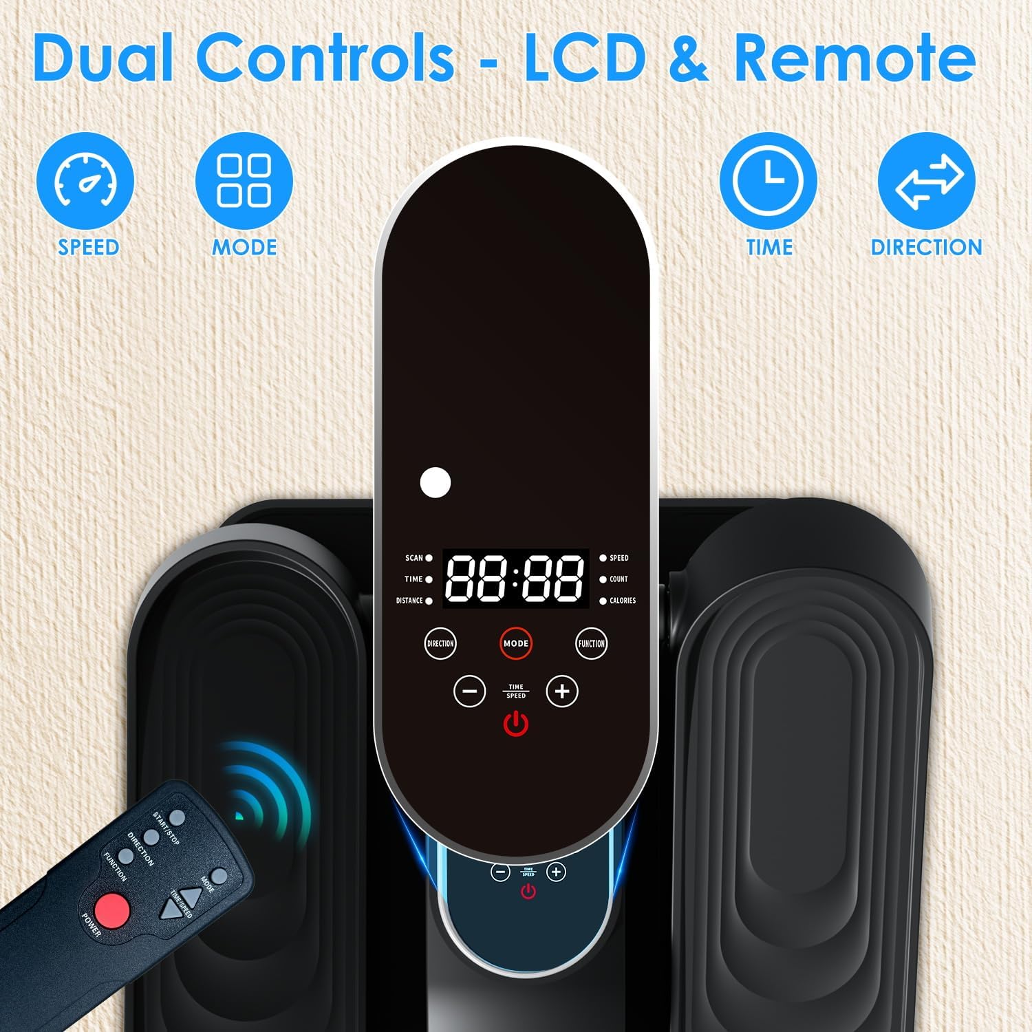 Under Desk Elliptical Machine - Remote-Controlled Leg Exerciser for Seniors | 15 Speeds, Forward & Reverse