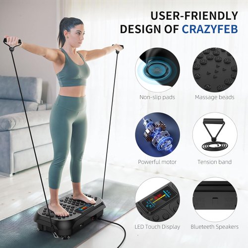 CrazyFeb Vibration Plate - Whole Body Exercise Machine for Lymphatic Drainage & Weight Loss | High-Intensity Fitness Equipment