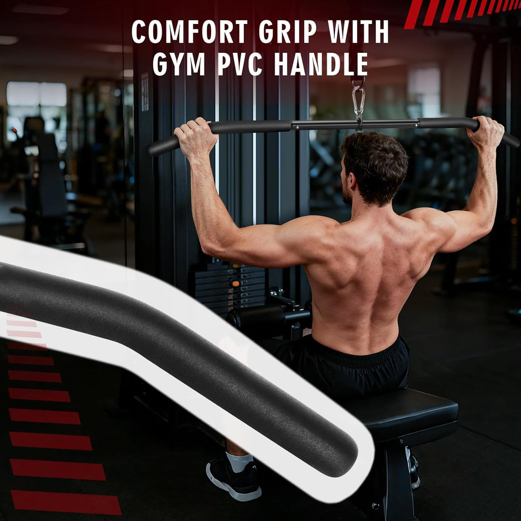 Skiennix 39.7'' LAT Pulldown Bar - Full Rotation Pulley Attachment for Strength Training | Rubber Grip