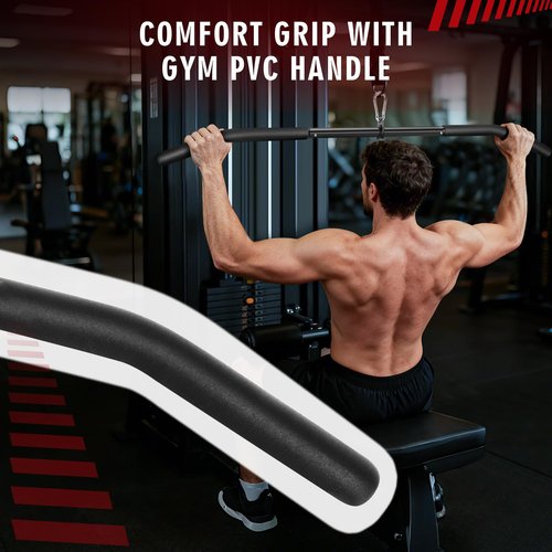 39.7'' LAT Pulldown Bar with Full Rotation, Lat Pulldown Attachments for Pulley Cable Machine,Curl Tricep Press Down Bar with Rubber Handle for Gym,Strength Workout