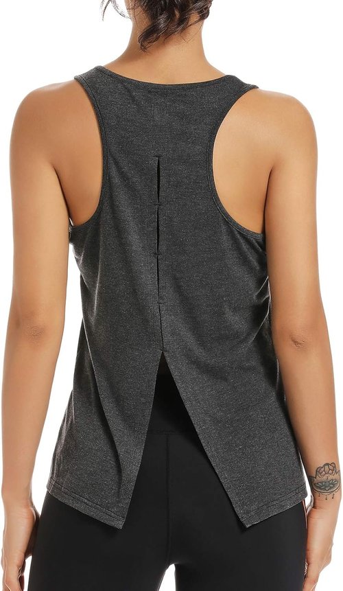 Muzniuer Women's Yoga Tops - Cute Open Back Activewear Sports Shirt for Gym & Running