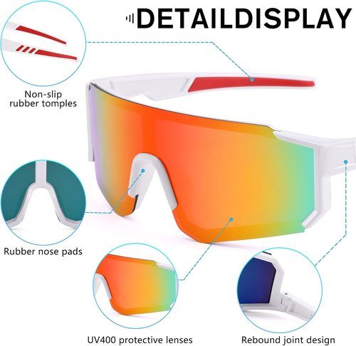 COASION Kids Baseball Sunglasses - Durable Sports Shades for Boys & Girls Ages 3-10 - Adjustable Strap