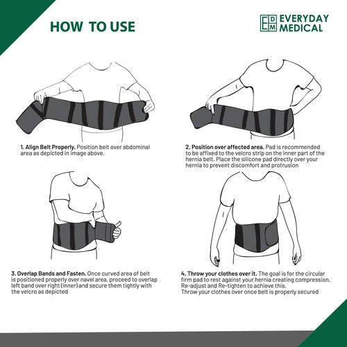 Everyday Medical Umbilical Hernia Belt for Men & Women - Abdominal Binder Post Surgery Compression Garment w/Removable Abdominal Pads, Belly Support Band for Epigastric, Navel & Ventral Hernias-L/XL