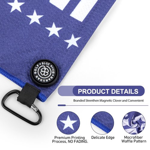 Golf Towels Funny Style Magnetic Golf Towel with Carabiner - Microfiber Golf Towel Magnet - Strengthen Magnet Golf Towels Hold to Golf Clubs, Carts, Golf Gifts for Men Golfer (Blue 2024)