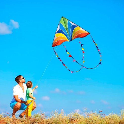 Delta Kite Set - Easy Launch for Kids & Adults | Perfect for Beach & Park Fun (Rainbow Crystal)