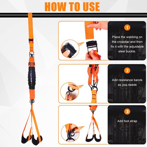 QIVDSEC Pull-Up Assistance Bands Set – Heavy Duty Adjustable Resistance Band with Feet/Knee Rest for Home Gym Strength Training