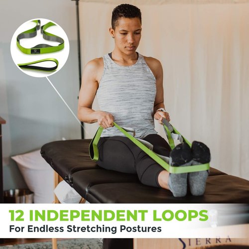 Gradient Fitness Stretching Strap - 12 Multi-Loop Stretch Strap with Neoprene Handles | 1" W x 8' L for Yoga & Physical Therapy