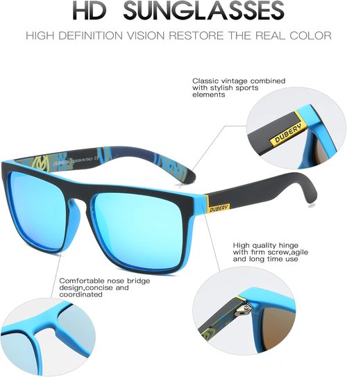 DUBERY Polarized Sunglasses - Classic Retro Style with 100% UV Protection | Unisex Driving Glasses D731