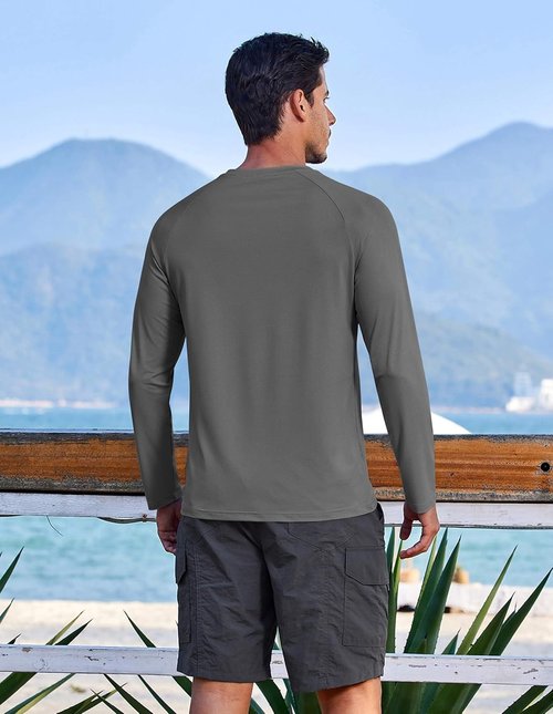 COOFANDY Men's Sun Protection Long Sleeve Rash Guard | Lightweight Quick-Dry Fishing Shirt