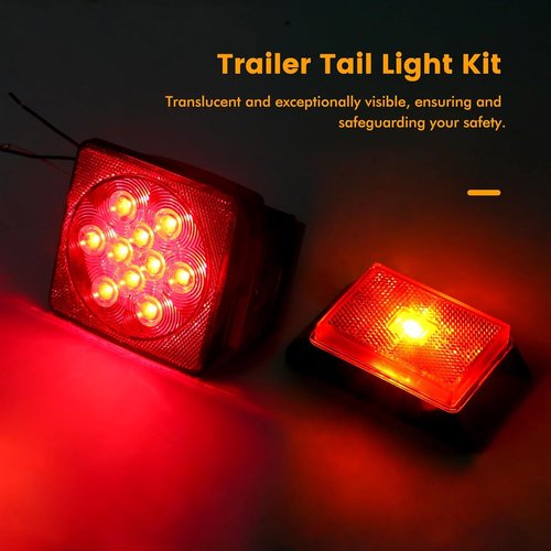 MAXXHAUL 70205 Trailer Light Kit - Waterproof 12V LED Lights for Trailers, Boats, RVs | Red