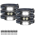 Bud K 6pack Headlamp Rechargeable, 5000L Super Bright Light LED Rechargeable Headlight, 3 Modes, Detachable Flashlight & Waterproof Head Lamp for Adult, Running, Outdoor, Emergency, Hard Hat Light