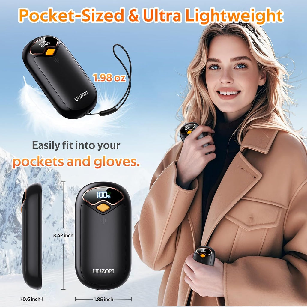 Skiennix Rechargeable Hand Warmers - Magnetic Electric 2-Pack with LED Display & 4 Heating Settings | Portable Heater for Golf, Hunting, Camping Essentials