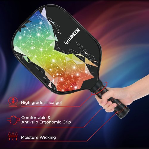 WILDKEN Pickleball Paddles Set of 2, 7.9oz Lightweight, USAPA Approved Fiberglass Paddles with 2 Pickleballs & 1 Bag