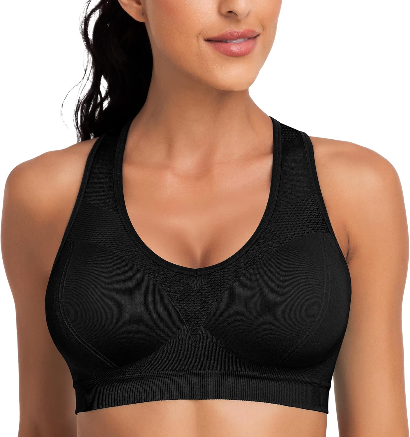 Skiennix Racerback Sports Bra - High Impact Athletic Tank Top with Pads for Yoga & Workouts