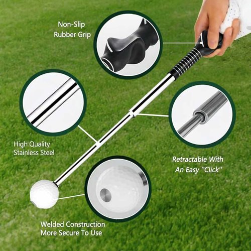 Quewpk Retractable Golf Swing Trainer – Golf Grip Trainer with Arm Band for Right-Handed Golfers, Grip Correction & Swing Click Feedback Training Aid, Indoor & Outdoor Practice, Golf Gifts for Men