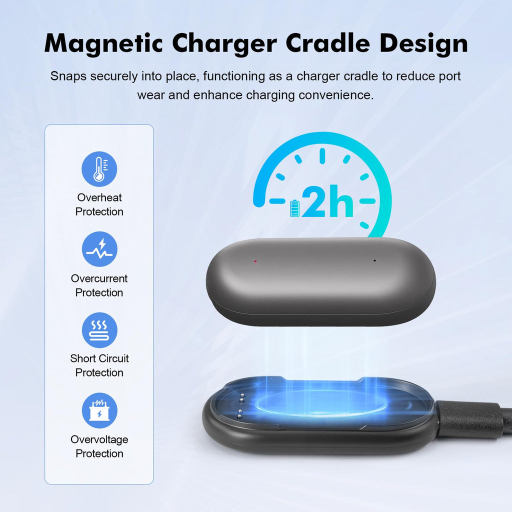 REEYEAR Magnetic Charger Dock fits for Plaud NotePin & NotePin S AI Voice Recorder– 3.3FT/1Mtr USB-C Fast Charging Cradle with Magnetic Adapter -Convenient Backup Carry-Out Power Cord Set