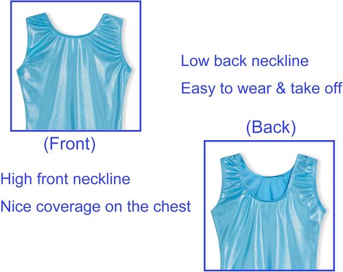 Domusgo Gymnastics Leotard for Girls - Sparkly One-Piece Pro Unitard with Shorts | Kids Size
