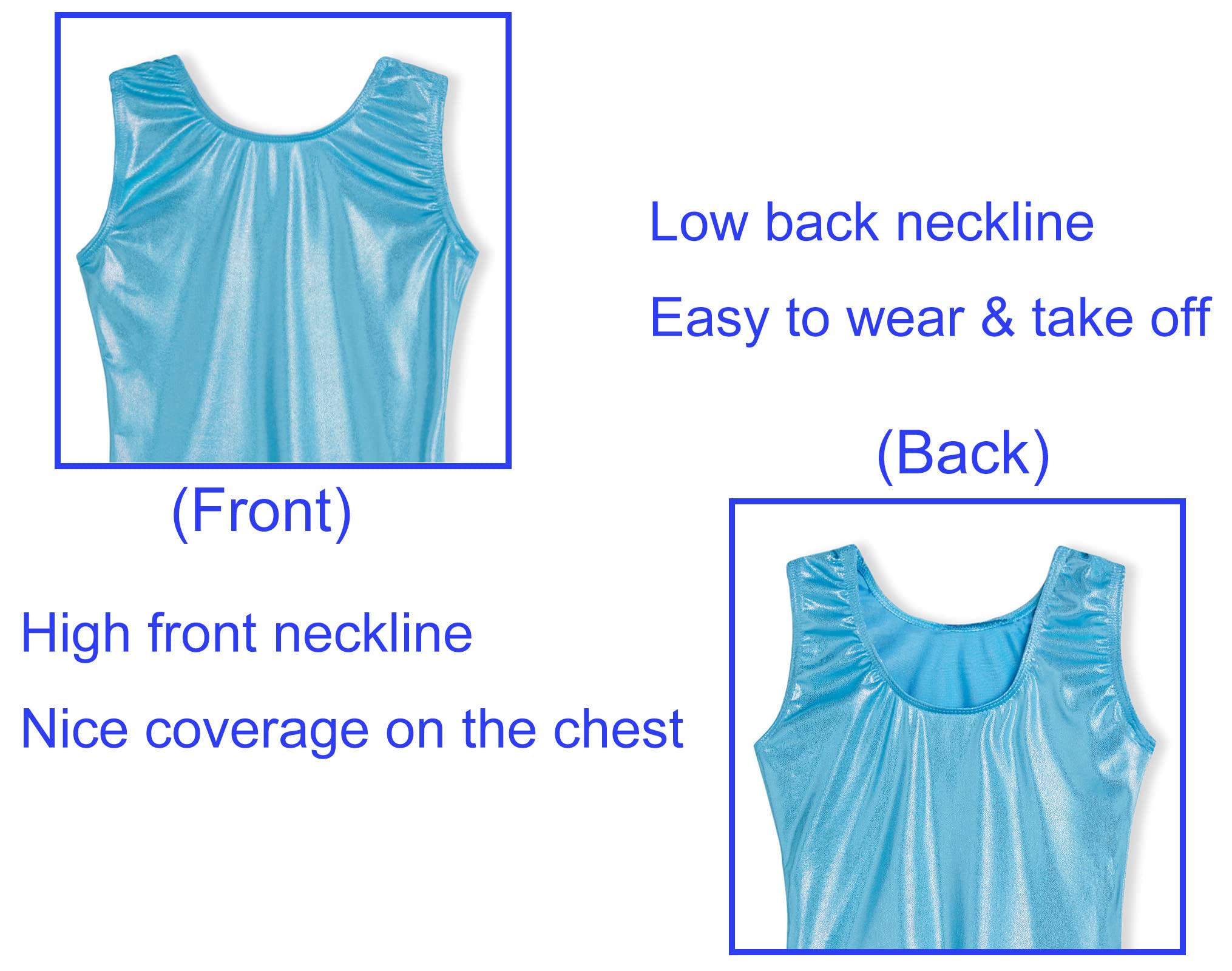 Domusgo Toddler Girls Gymnastics Leotards Size 2t 3t Sparkle Metallic Solid Blue Biketard with Shorts