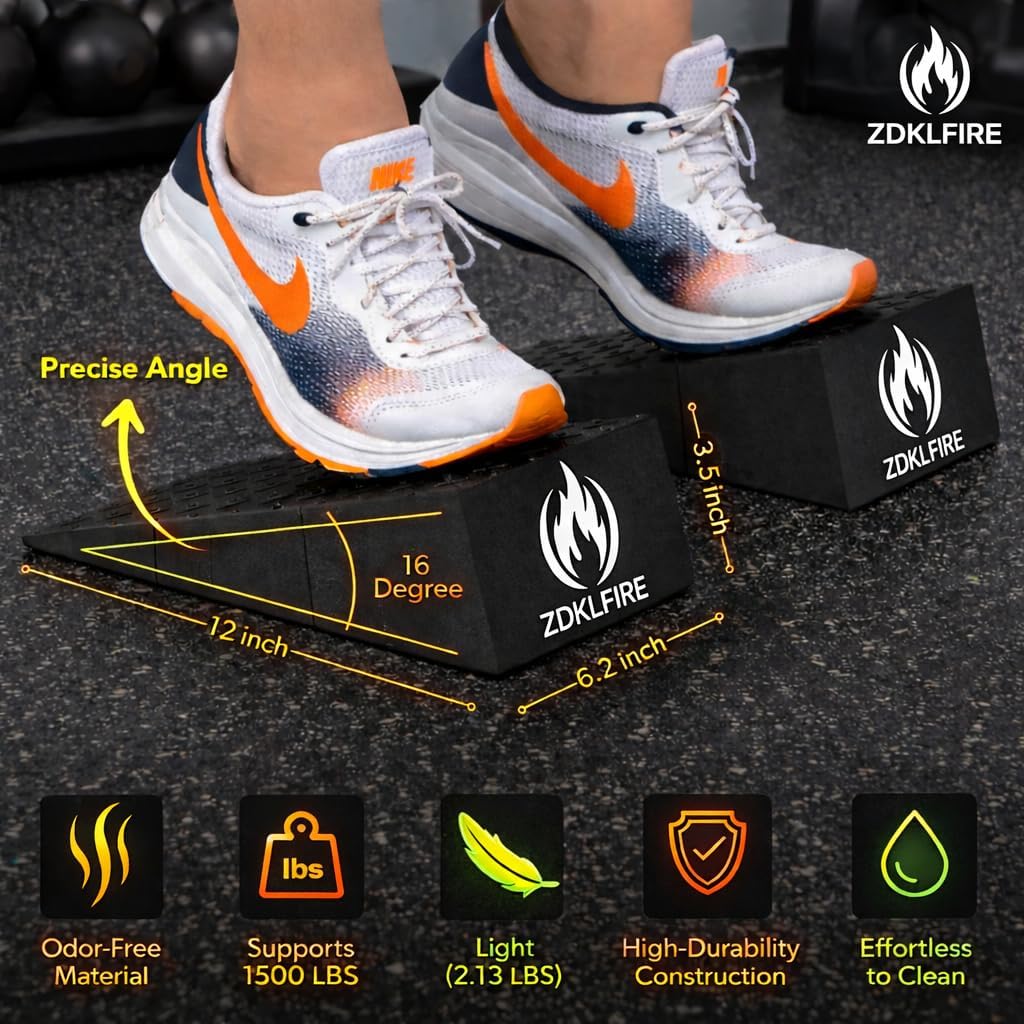 ZKDLFIRE Squat Wedge Block - Non-Slip Weightlifting Heel Elevation | 2 Pcs for Improved Mobility & Strength