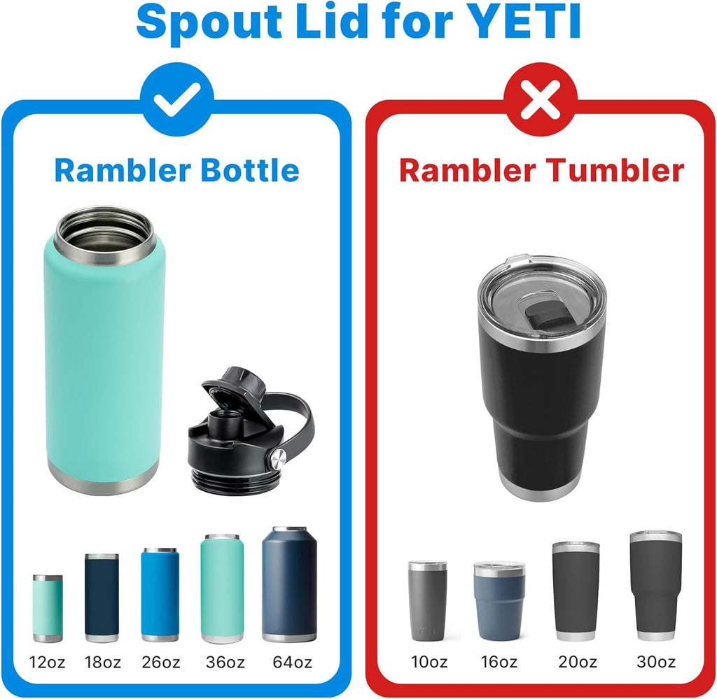 YETI Spout Lid for Rambler Water Bottle - BPA-Free Replacement Cap with Handle | Fits 18, 26, 36, 64 oz