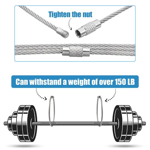 Shimeyao 120 Pcs Wire Keychain Cable Metal Wire Cable Key Ring 6 Inch Stainless Steel Loop Luggage Tag for Outdoor Hiking(120 Pcs,6 Inch)