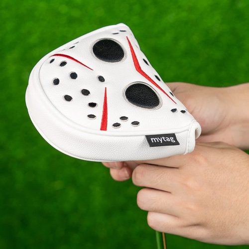 Golf Club Head Covers Mallet Putter Cover Hockey Goalie Mask Strong Magnetic Headcovers for Taylormade Spider Callaway Odyssey Putters Heel-Shaft Putter