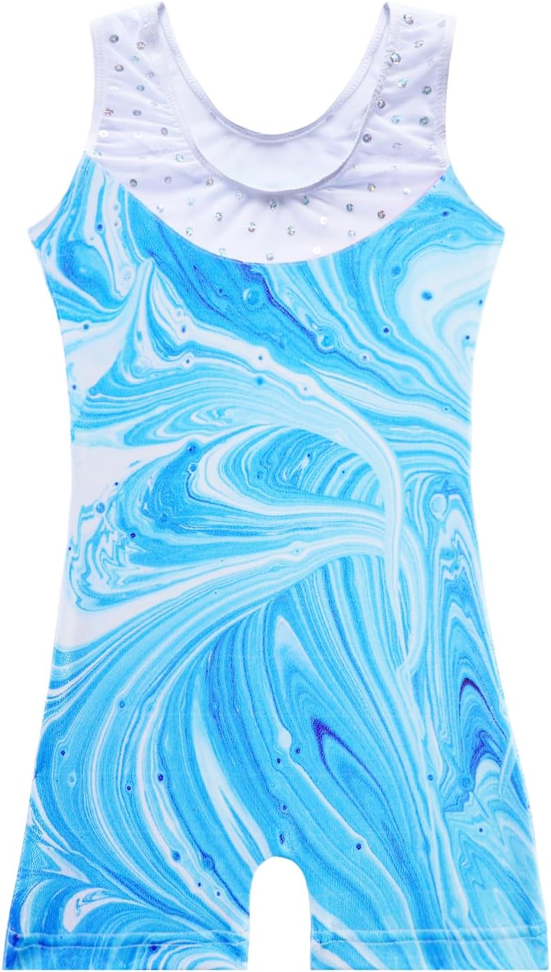 Skiennix Girls' Gymnastics Leotard - Shiny Mermaid Unicorn Design | Toddler Athletic Dancewear