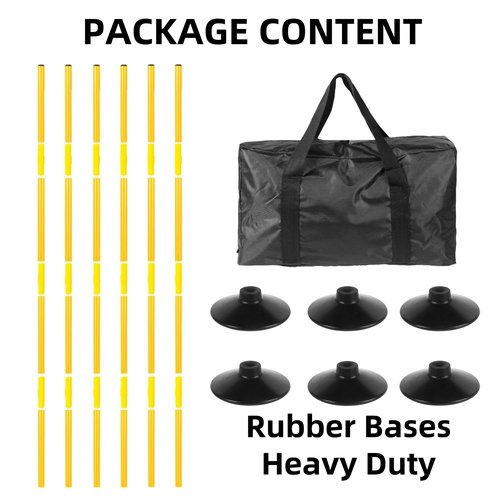 Nbguigdstr 6 Pcs 5 FT Adjustable Agility Training Poles for Soccer,Basketball,Football, Horse,Dog-Speed and Agility Training Equipment Sports Training Poles with Rubber Bases and Bag