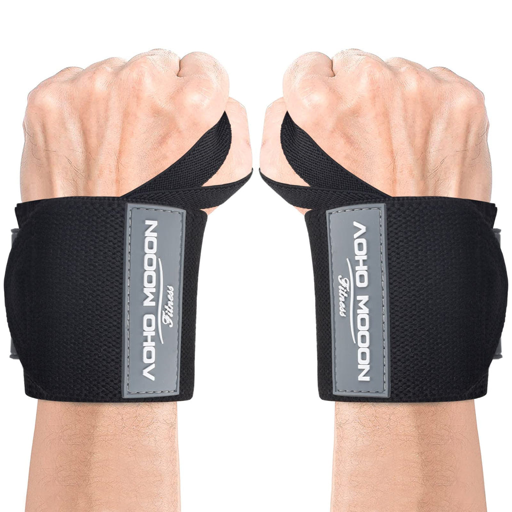 AOHO MOOON 18" Wrist Wraps for Weightlifting(Pair), Lifting Wrist Straps for Bench, Powerlifting & Weight Training, Heavy Duty Support for Working Out