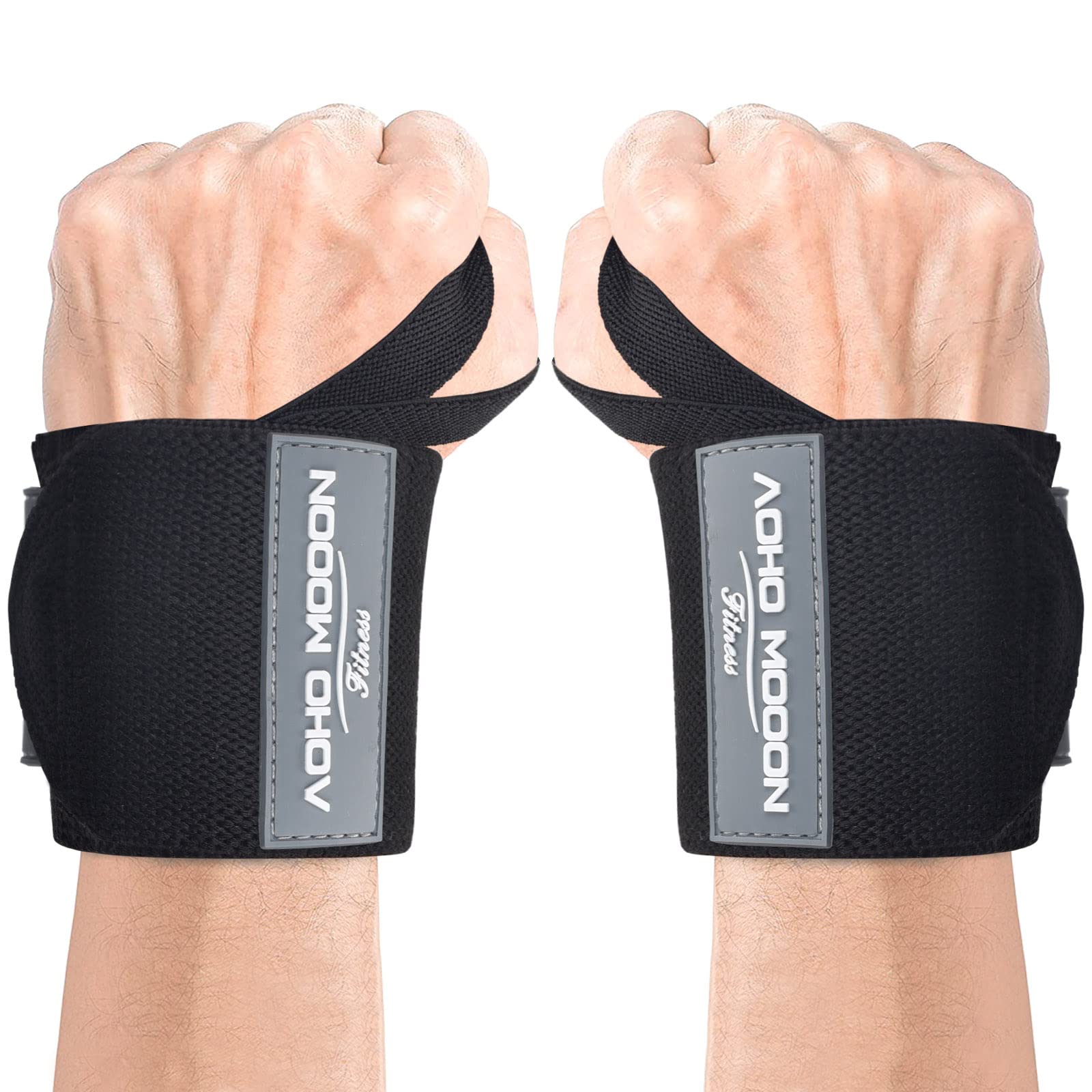 AOHO MOOON 18" Wrist Wraps for Weightlifting(Pair), Lifting Wrist Straps for Bench, Powerlifting & Weight Training, Heavy Duty Support for Working Out