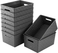 Bekith 9-Pack Woven Plastic Storage Baskets - Versatile Organizing Bins for Toys, Office & More | 10" L x 7" W x 4.4" H, Grey