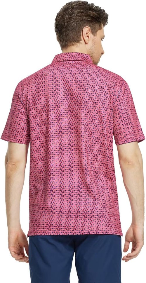 M MAELREG Men's Golf Shirt - Short Sleeve Moisture-Wicking Performance Polo | Stylish Print Design