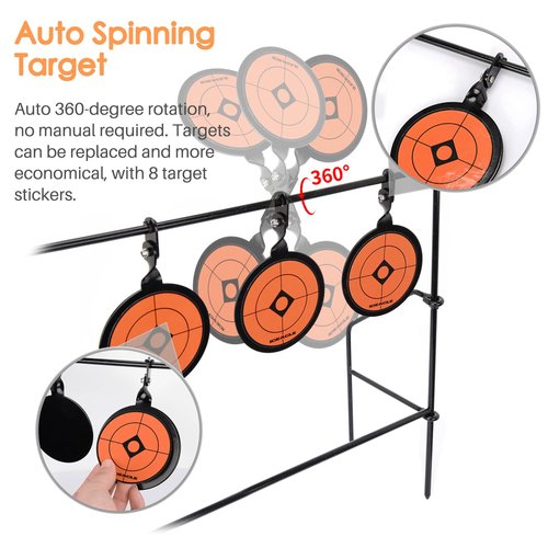 Ideagle BB Gun Targets for Backyard, Heavy Metal Auto Spinning Targets for Shooting, Airsoft Target Pellet Gun for .177 .20 Caliber