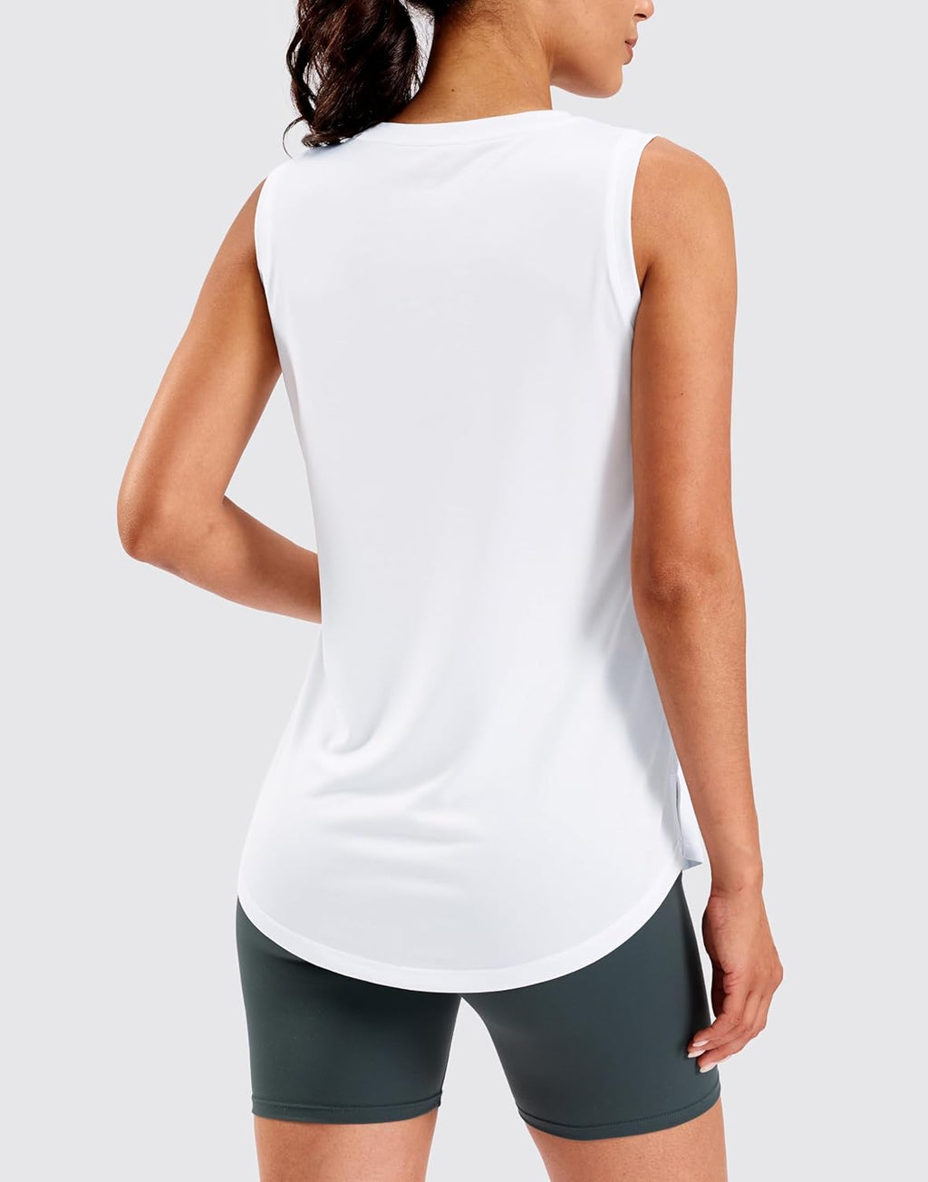 SANTINY Women's Lightweight Sleeveless Workout Tank Top - Athletic Yoga & Tennis Shirt (White, Large)