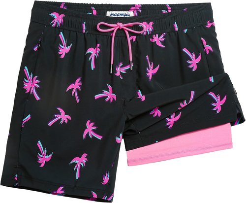 Maamgic 2 in 1 Men's Swim Trunks - 7 Inch Board Shorts for Ultimate Comfort & Style