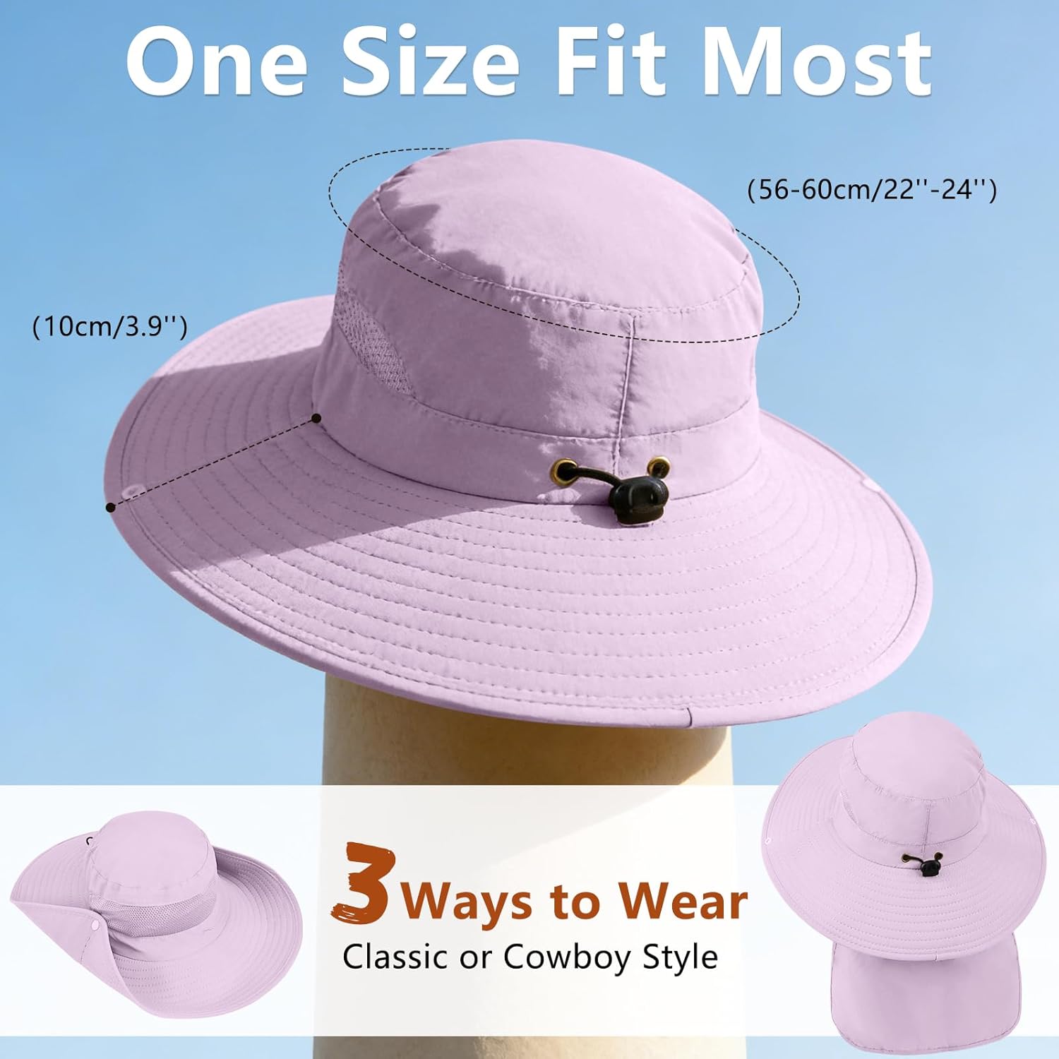 ZOORON Sun Hat - Waterproof Fishing Hat with Neck Flap | UPF 50+ Wide Brim for Hiking & Safari