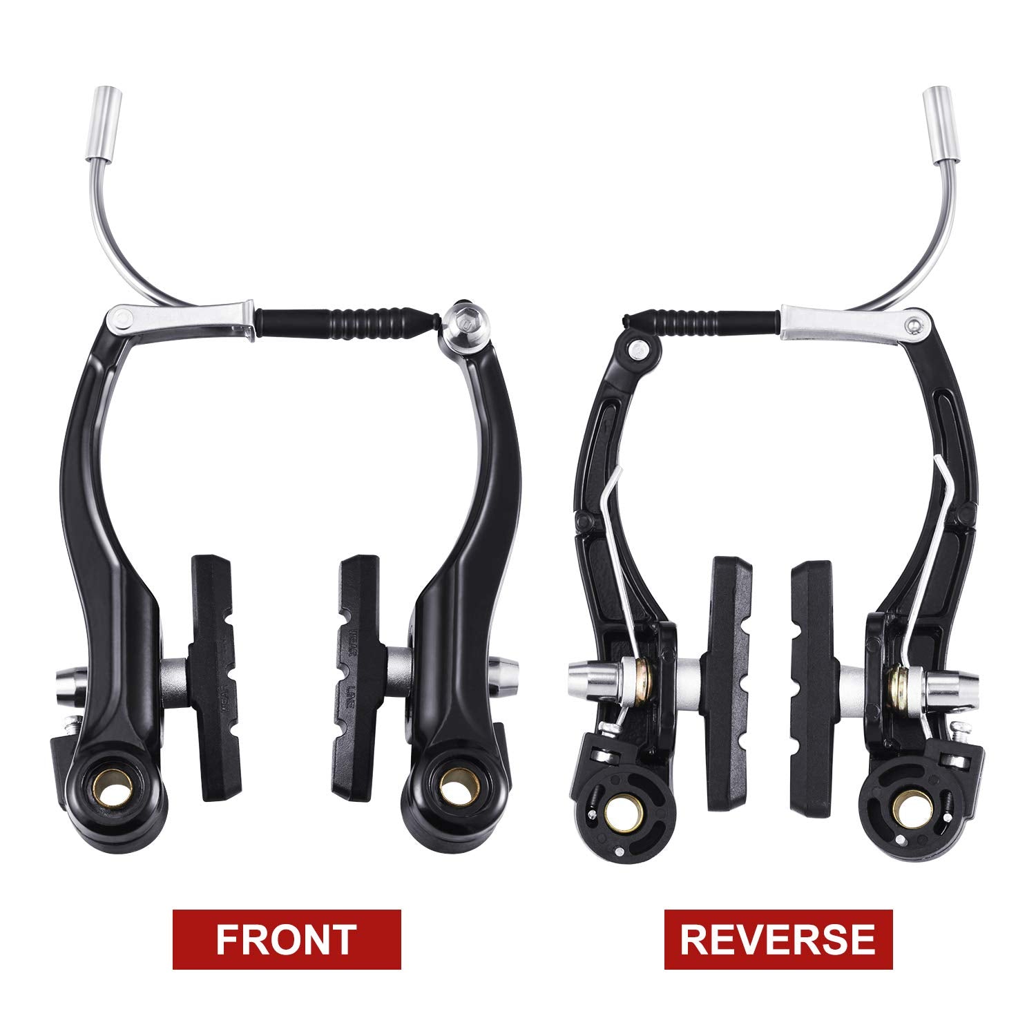 Universal Mountain Bike Brakes Set - 2 Pairs, Replacement for Most Bicycles, Includes 2 Pieces Brake Cables, Gear Shift Cable Wire, End Caps, End Ferrules(Black)