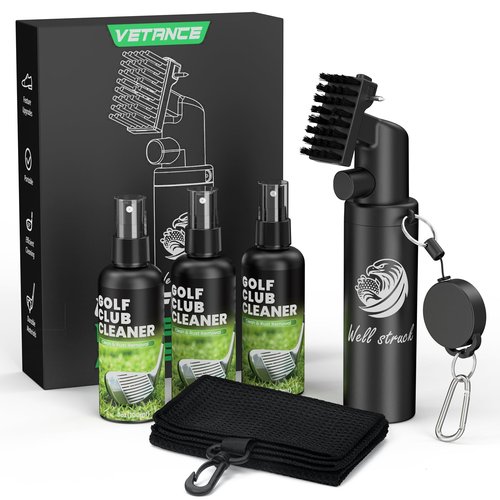 Pro Golf Club Cleaner Kit - Including New Designed Golf Club Brush, 3 Bottles of Cleaning Solution, Golf Towel,Effectively Remove Stubborn Stains and Rust.