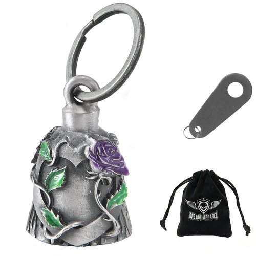 Dream Apparel Motorcycle bells for bikers,Heart rose rider bells key chain angel bell with hanger