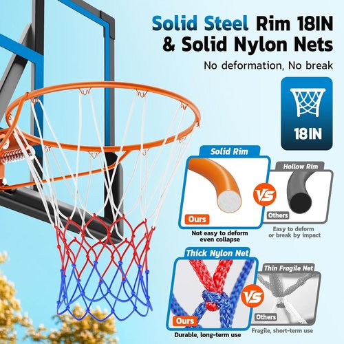 46" Portable Basketball Hoop by [Brand Name] - Adjustable Goal with Solid Steel Rim & Extra-Large Base for All Ages