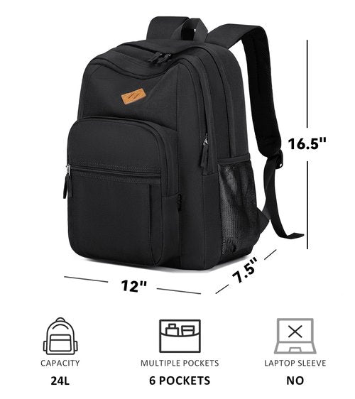 abshoo Classical Basic Womens Travel Backpack For College Men Water Resistant Bookbag (Black)